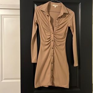 Short & sexy brown shirt dress. Never worn. Bought from Macys January 2022
